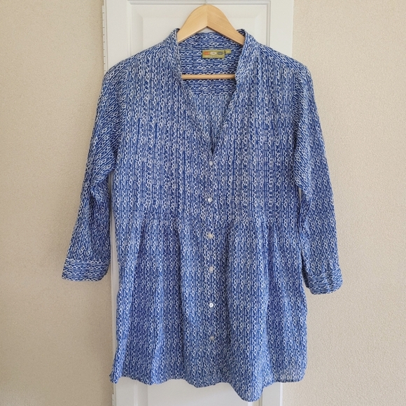 Rock Flower Paper Blue Pintuck Tunic Size Medium - Picture 1 of 5